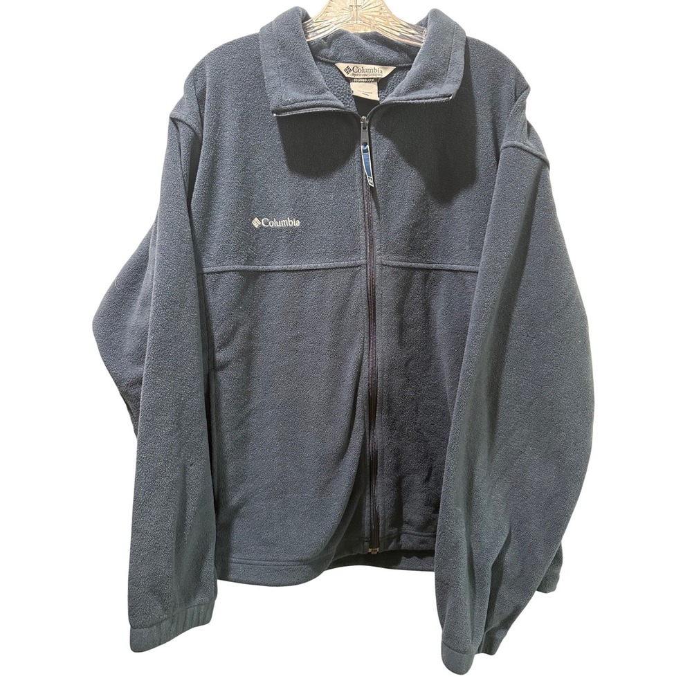 Columbia Mens XL Full Zip Fleece Jacket Blue Steens Mountain Mock Neck WM6113